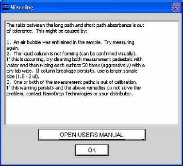 Software pops up error message